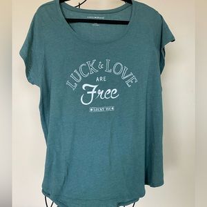 Lucky Brand Graphic “Luck & Love are Free” Short Sleeve T-shirt Top